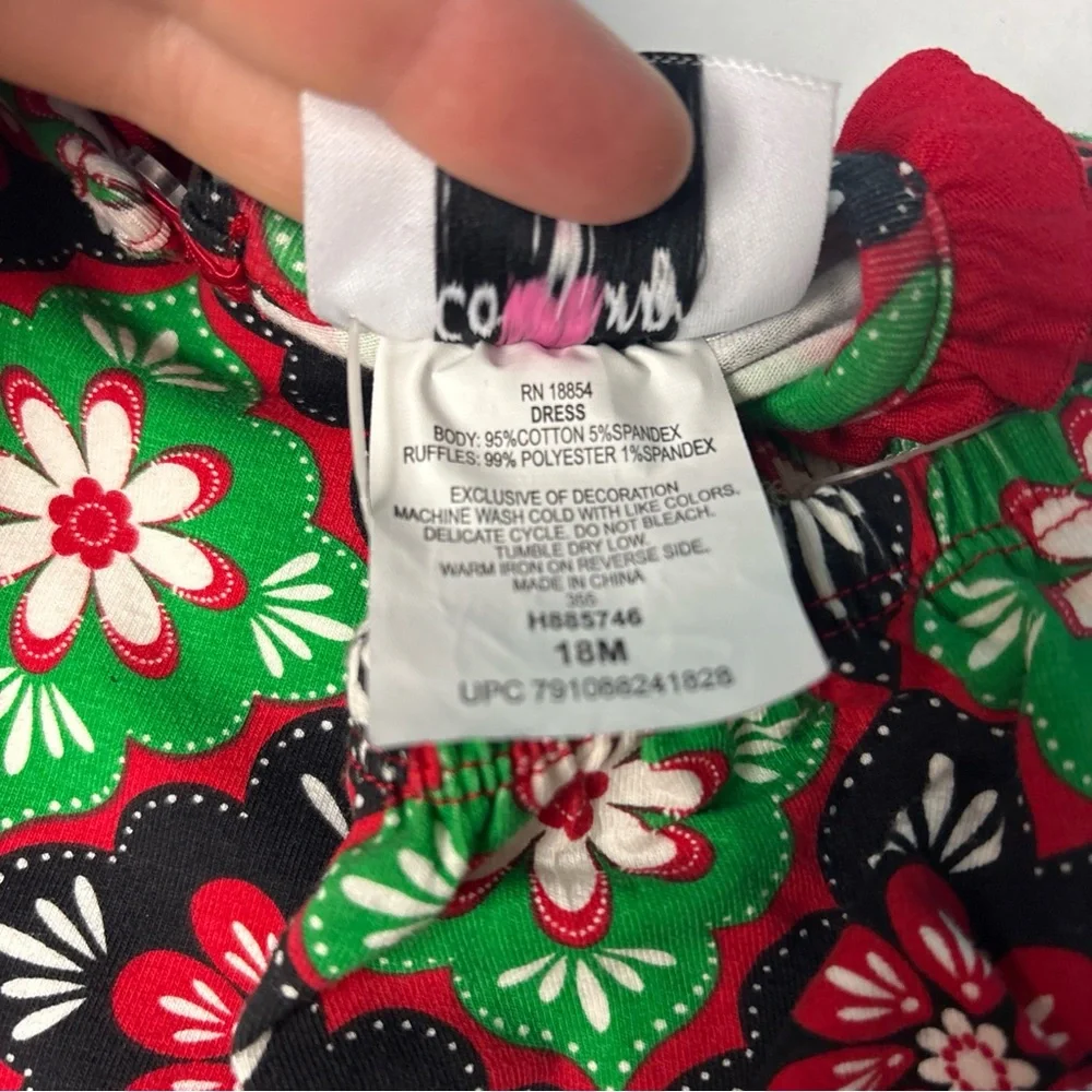 Counting Daisies Baby Girl 18 Months Outfit Dress Bloomer Red Green Black New